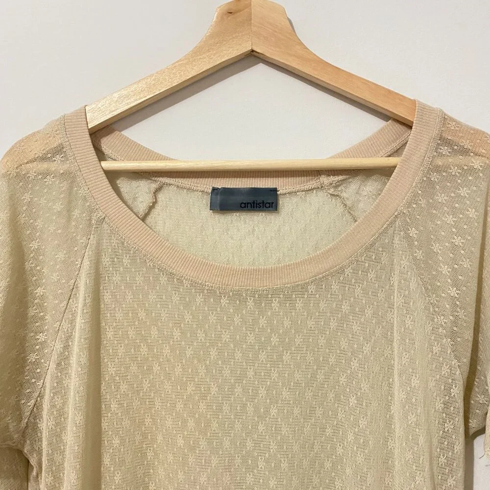 Vintage Sheer Floral Lace Open Knit Pointelle Sweater Top Scoop Neck Spring - Picture 3 of 10